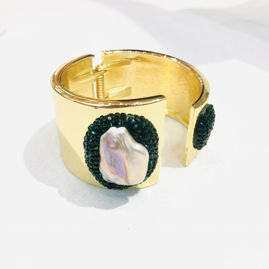 Gold wide edged bracelet