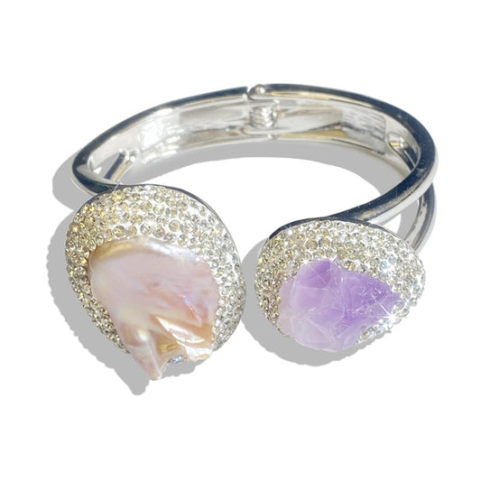 Natural pearl and purple ore bracelet