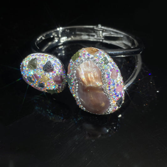 Natural Baroque pearl japer alloy bracelet