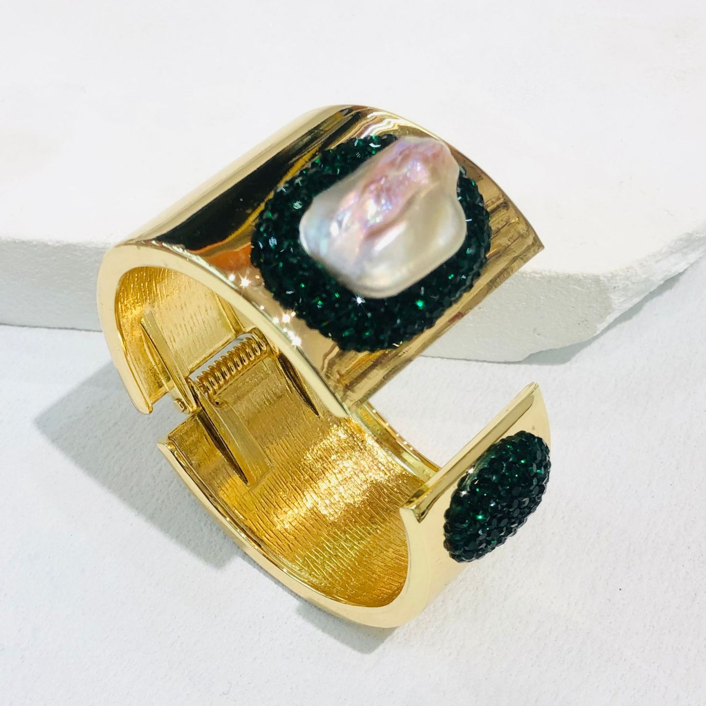 Gold wide edged bracelet