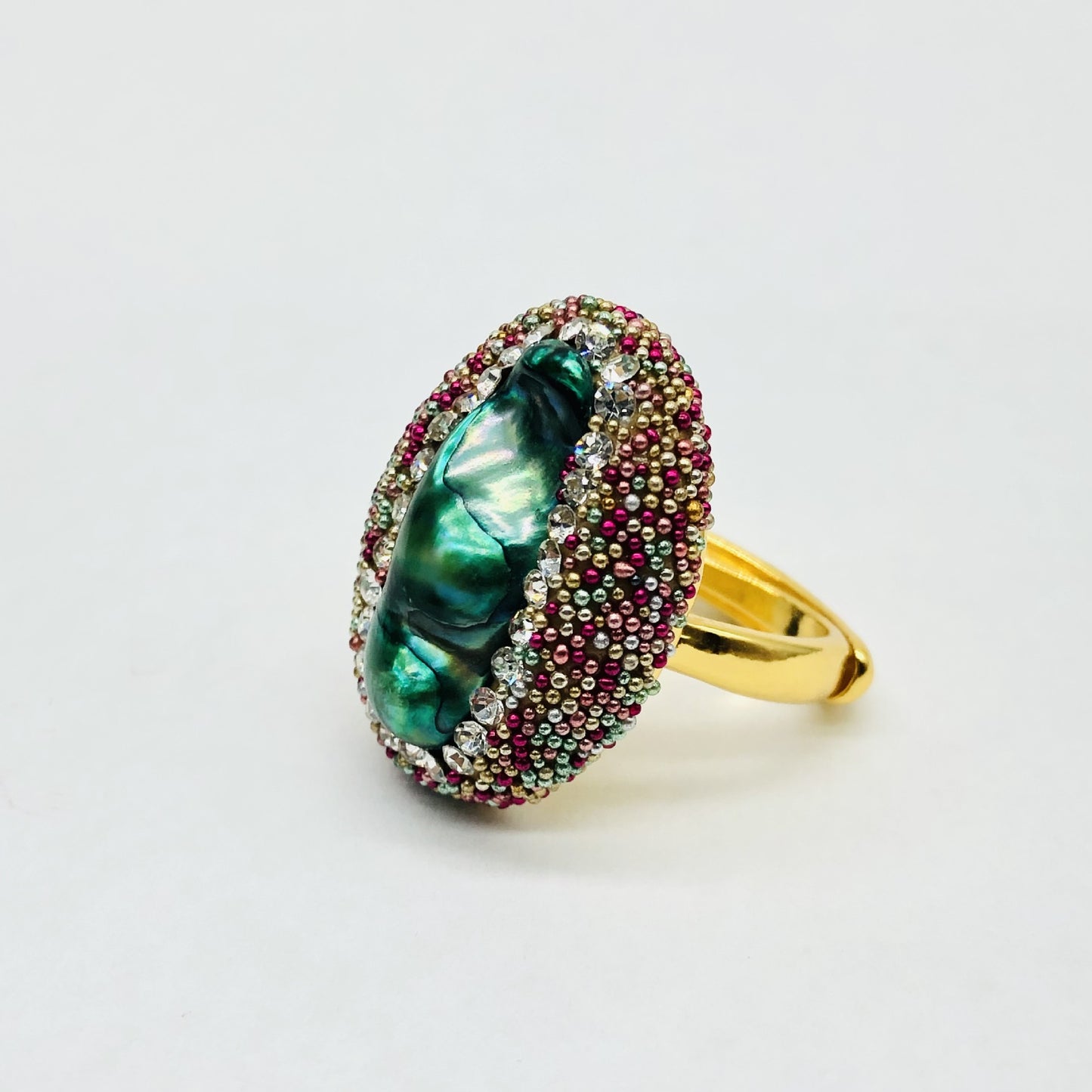 Colourful beads pearl ring