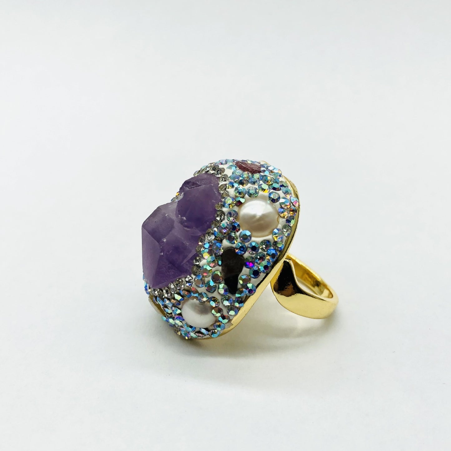 Amethyst ring diamond opening ring