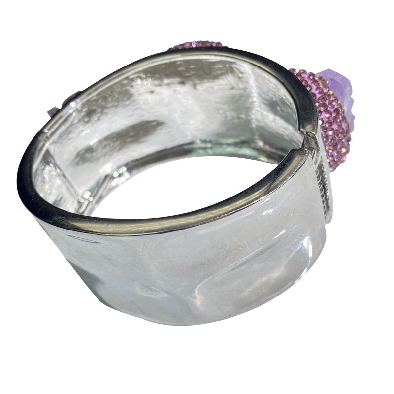 Raw purple ore wide edged alloy bracelet