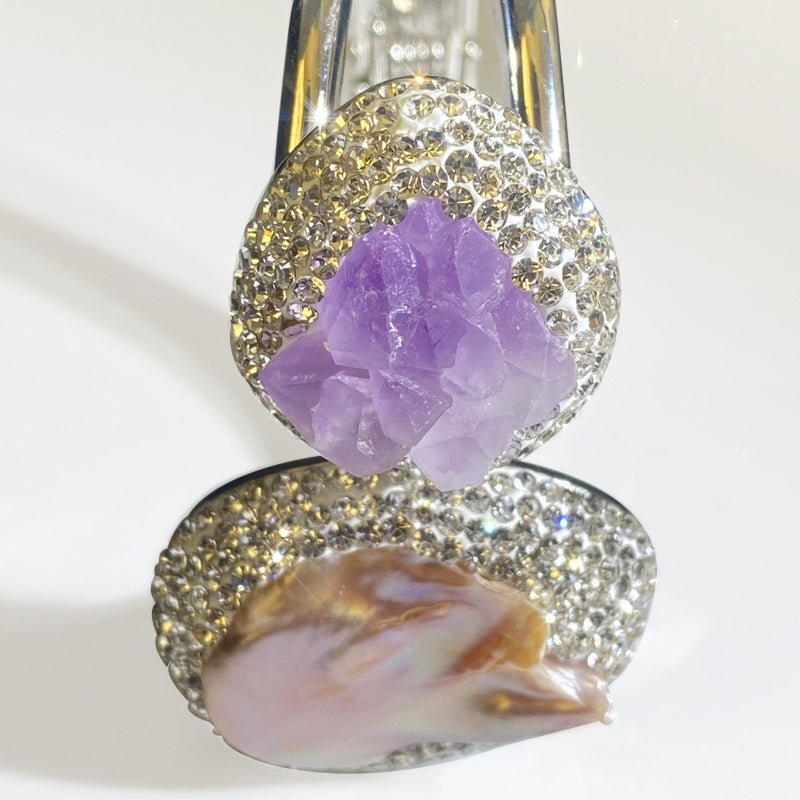Natural pearl and purple ore bracelet