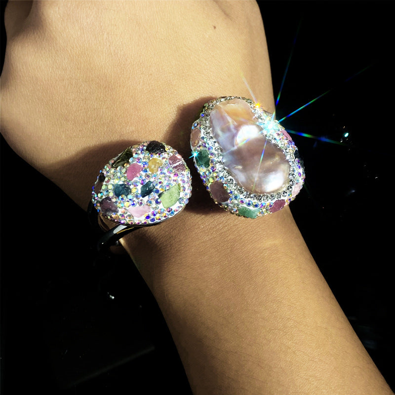 Natural Baroque pearl japer alloy bracelet