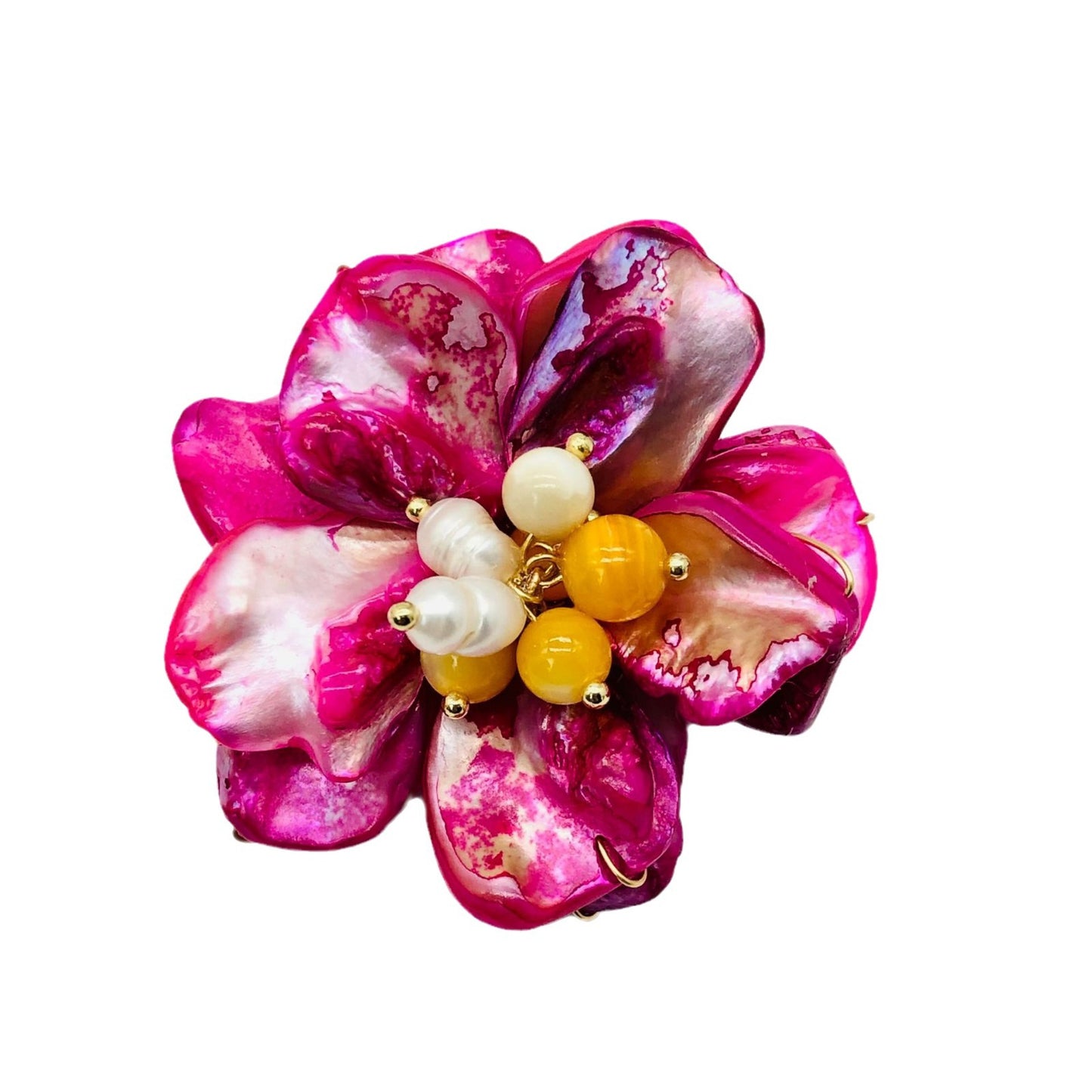 Flower shell brooch
