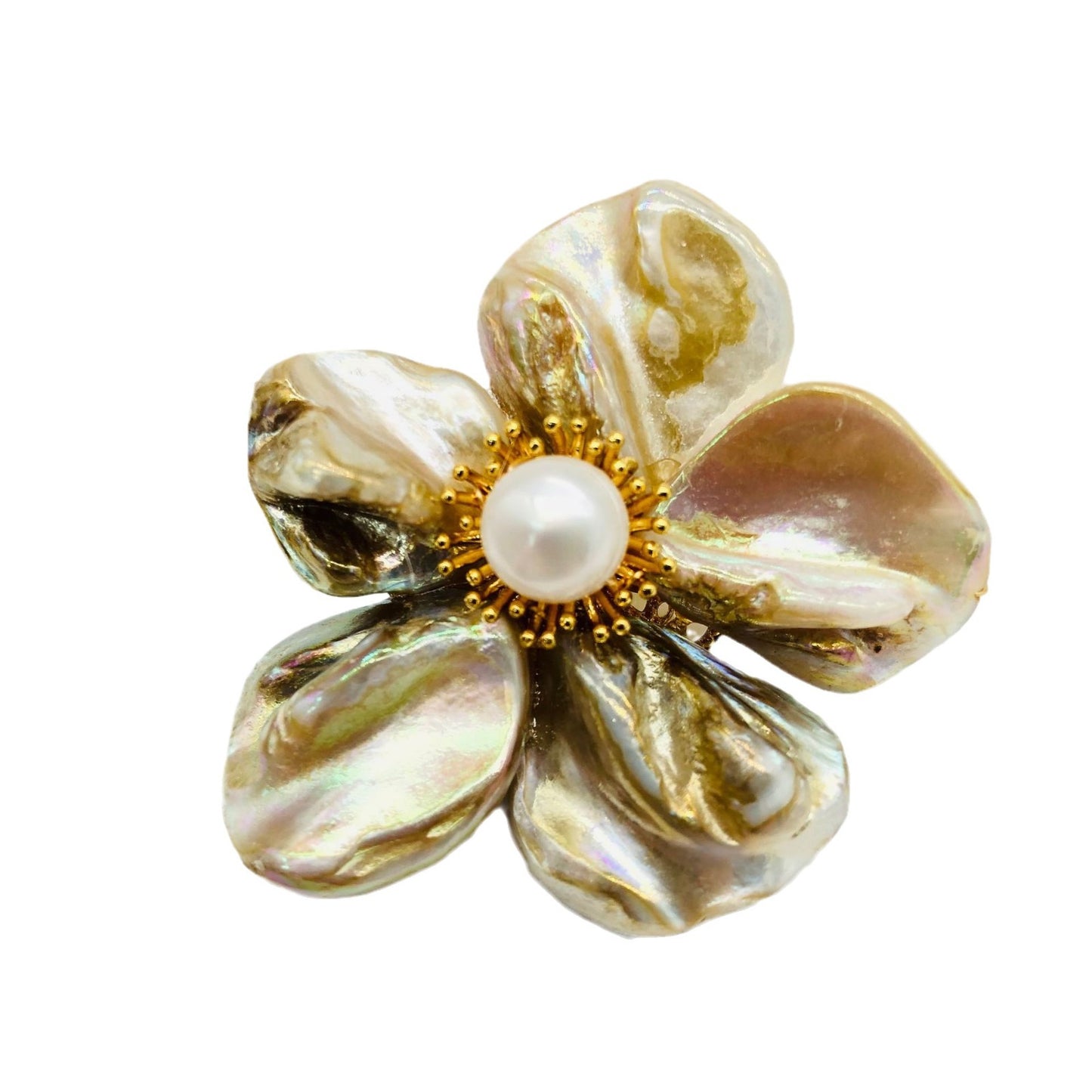 Shell five petal brooch