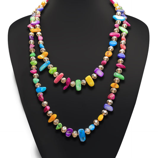 Rainbow crystal stone necklace