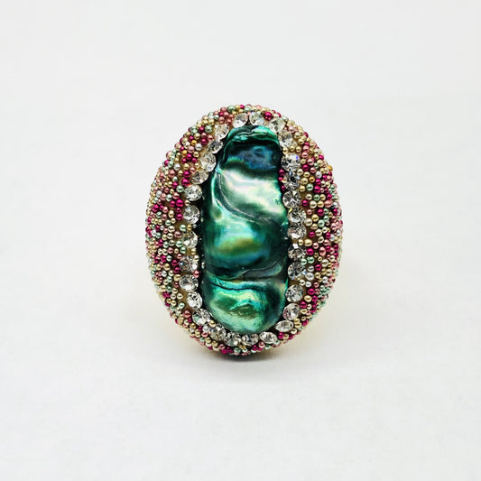 Colourful beads pearl ring
