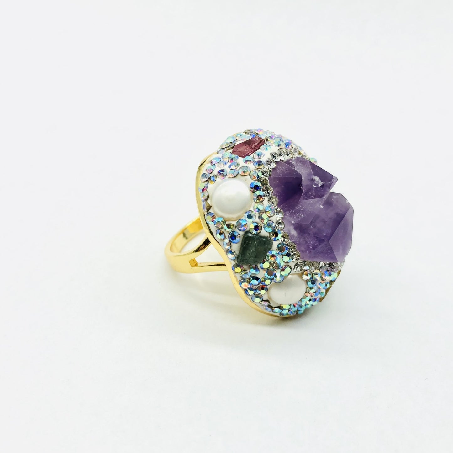 Amethyst ring diamond opening ring