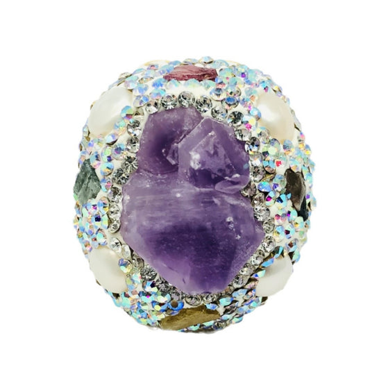 Amethyst ring diamond opening ring
