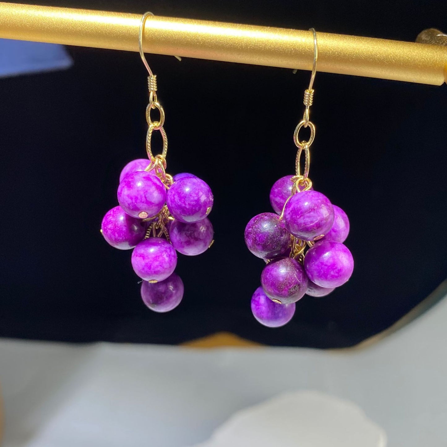 Grape raisin earrings